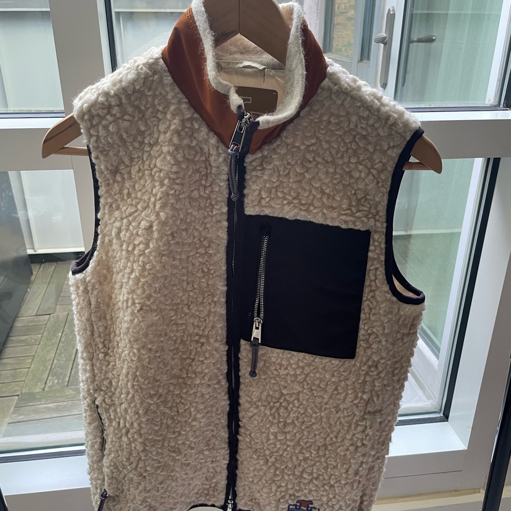 Tory Burch Color Block Sherpa Vest NWT